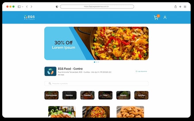 Tela de Delivery Online 