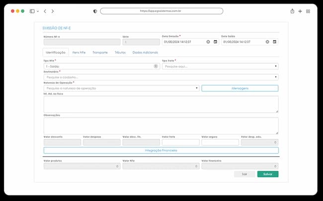 Tela de Documentos Fiscais