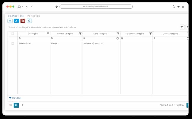 Tela de Gerenciamento de Leads