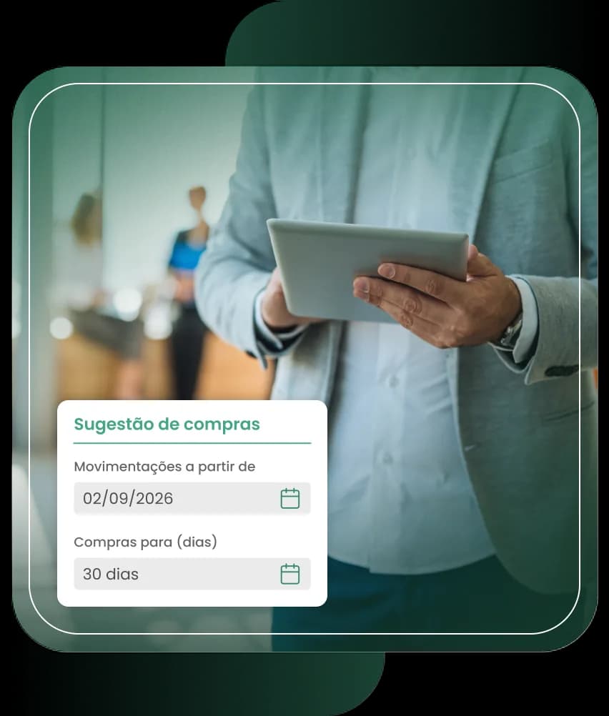 Funcionários acessando o módulo de Gestão de Compras do sistema