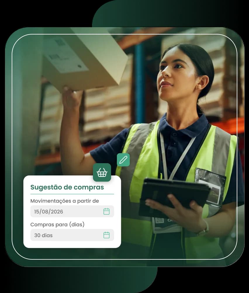 Funcionário acessando o módulo de Gestão de Compras do sistema