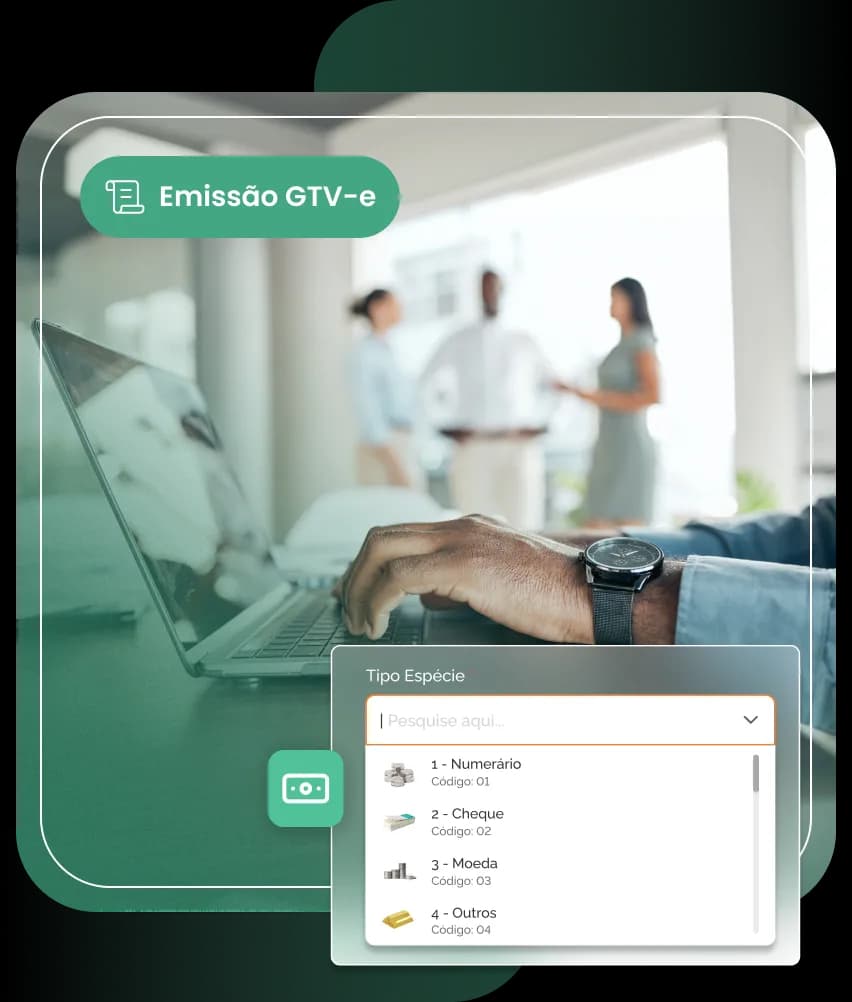 Tela do sistema EGS com importação em lote de GTVe via Excel