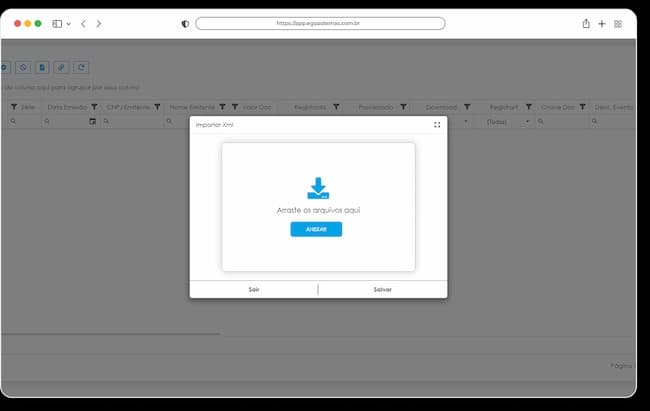 Tela de Entrada de XML