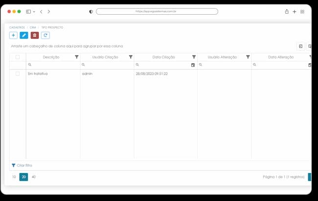 Tela de Gerenciamento de Leads