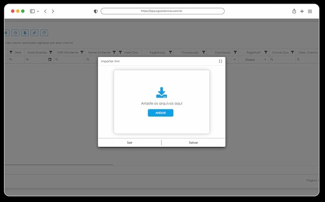 Tela de Emissões de CTe, MDFe e NFe por XML ou TXT