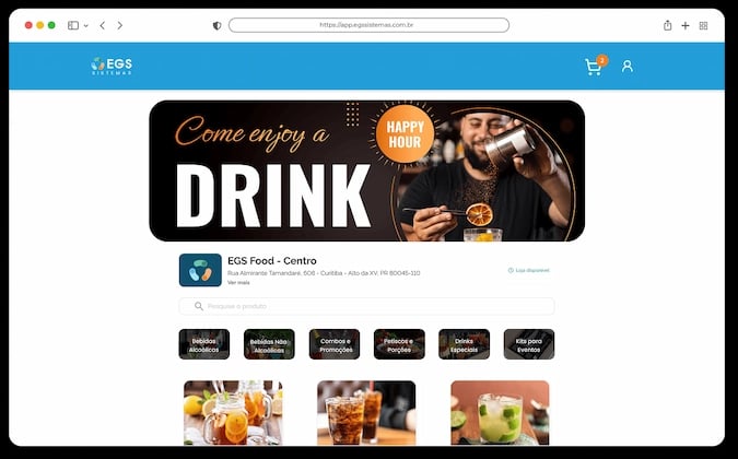 Tela de Delivery Online