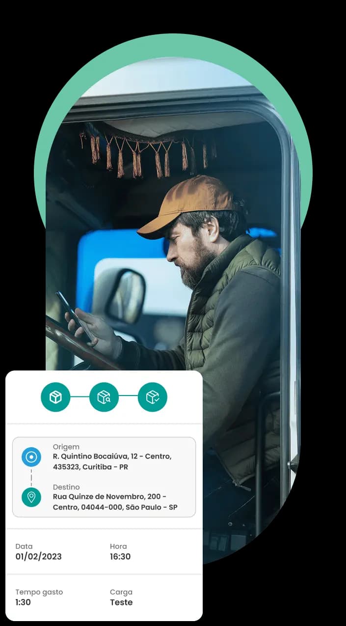 Motorista homem em um veículo verificando o celular