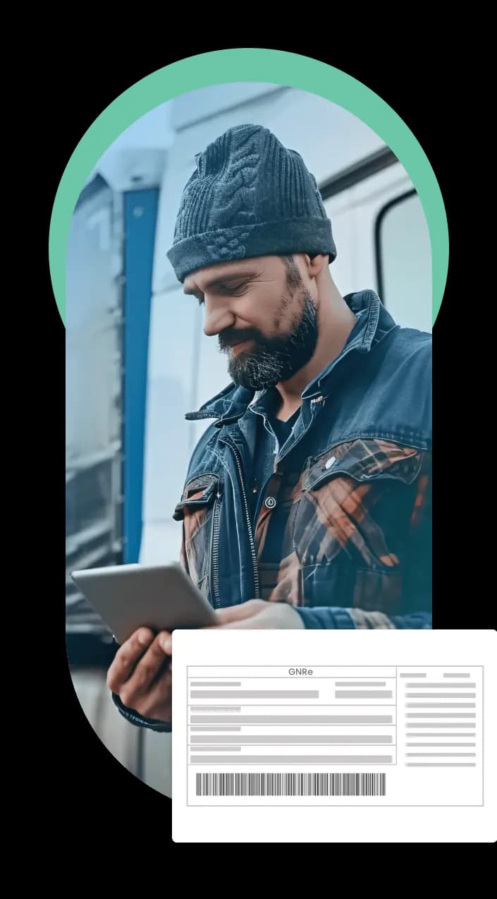 Homem fazendo emissão GNRe pelo tablet
