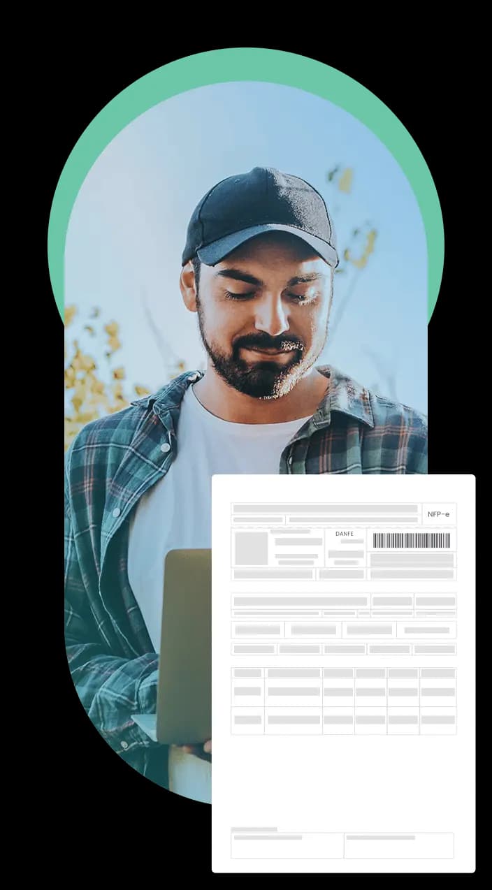Produtor rural emitindo nota no computador