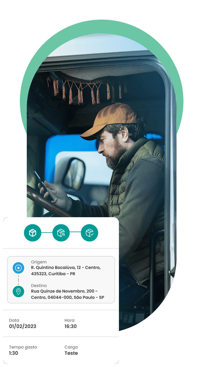 Motorista homem em um veículo verificando o celular