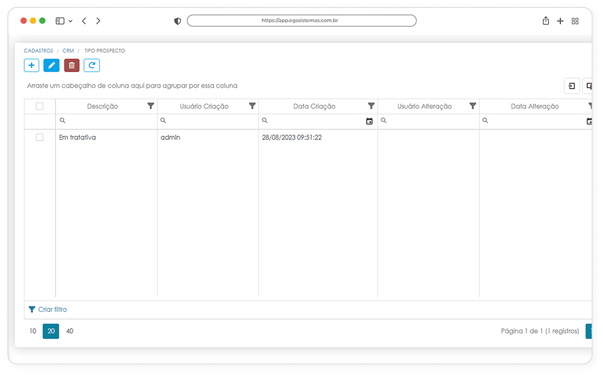 Tela de Gerenciamento de Leads