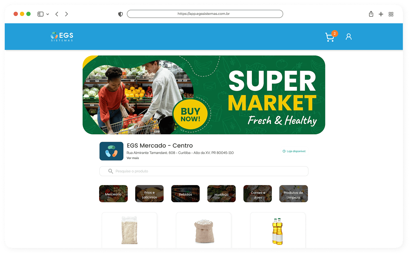 Tela de Delivery Online
