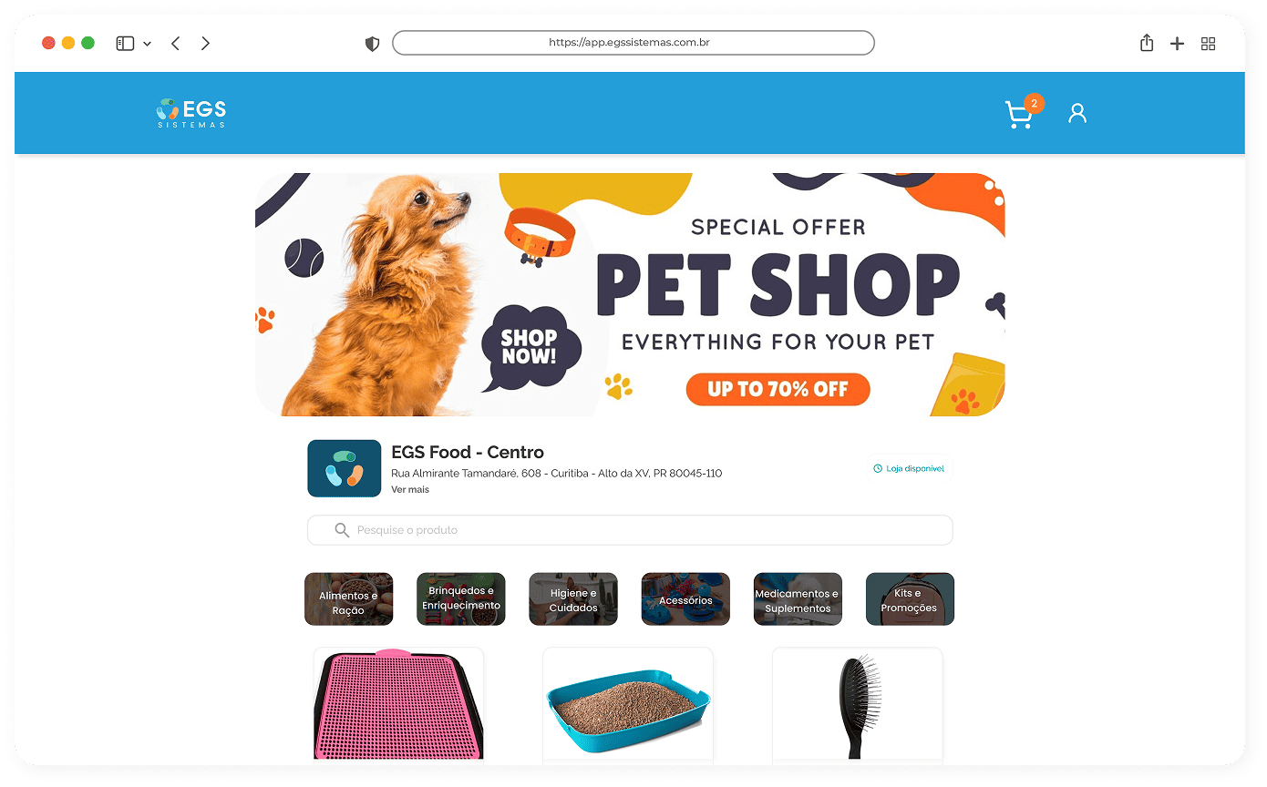 Tela de Delivery Online 