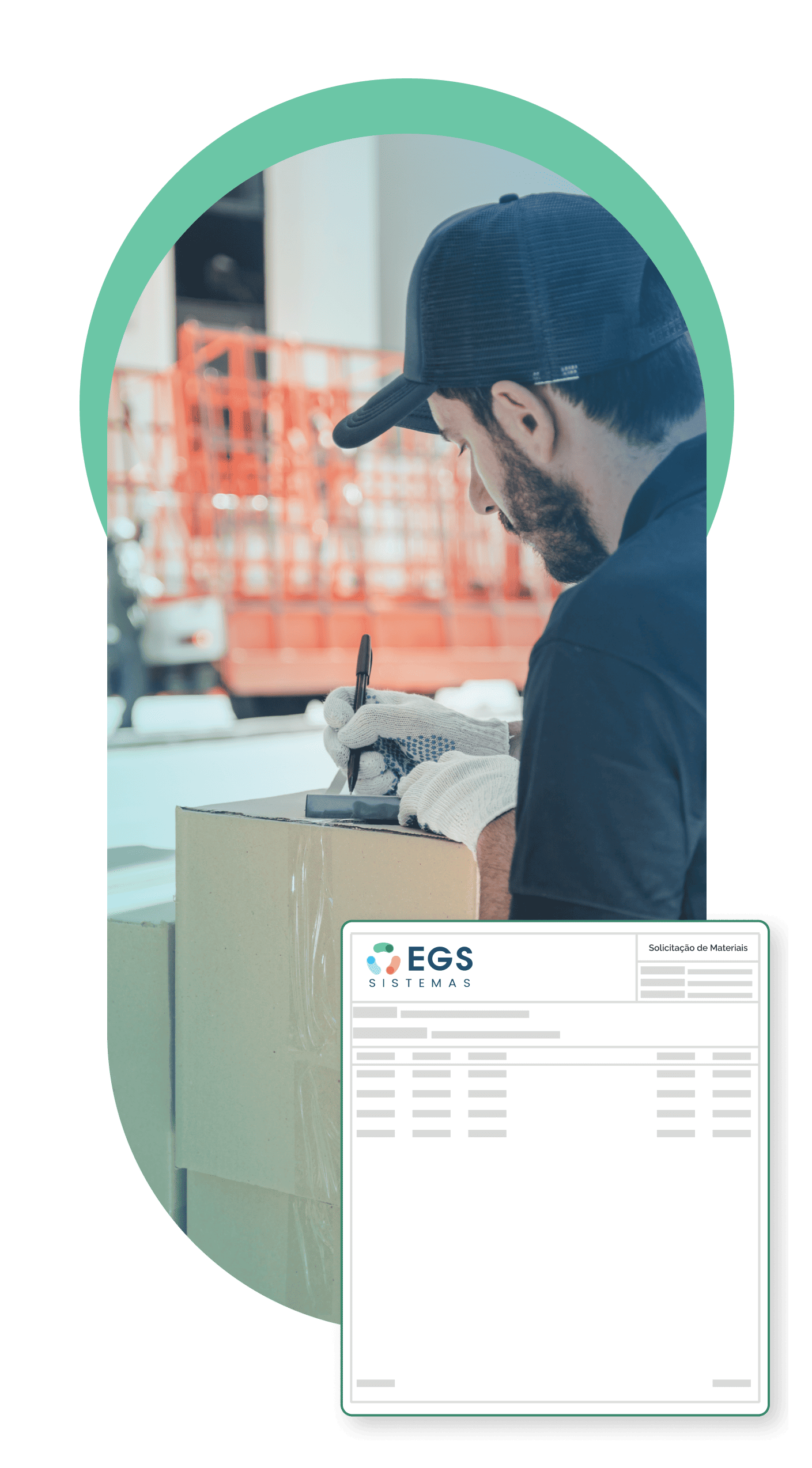 Funcionário realizando a gestão de compras pelo sistema EGS